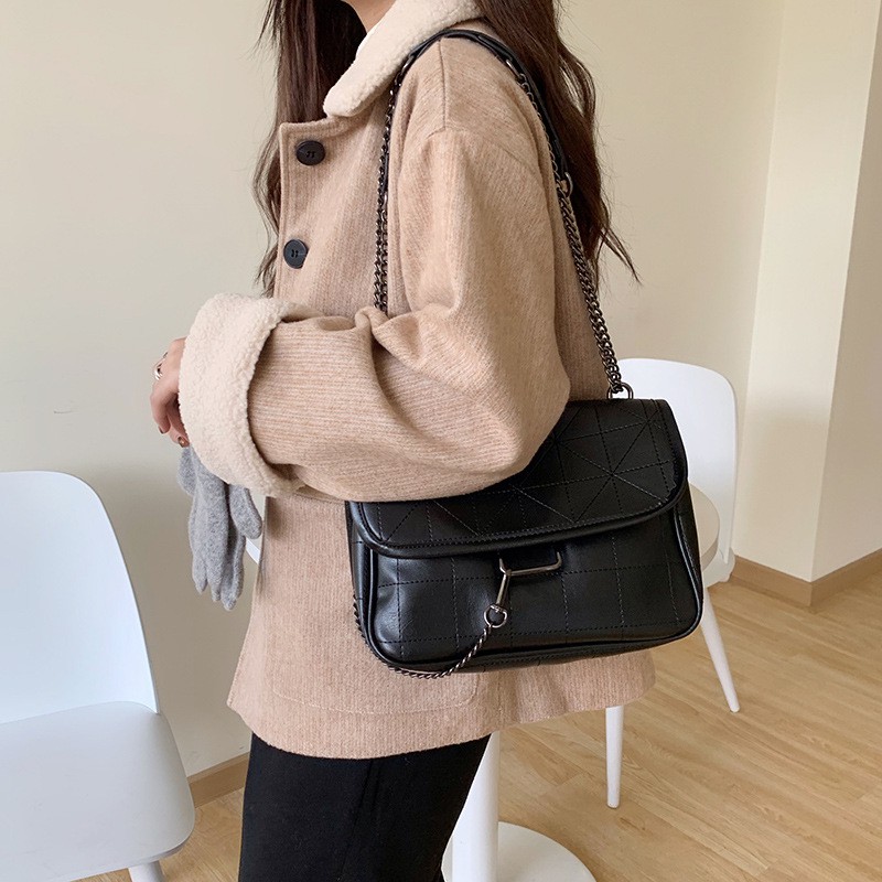 MDMS⭐現貨/復古/單肩包/菱格包/鏈條包/手提包/側背包/斜背包/腋下包/女包/肩背包/鍊條包/韓系/中包/B297-細節圖4