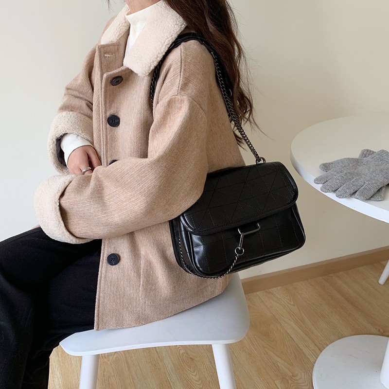 MDMS⭐現貨/復古/單肩包/菱格包/鏈條包/手提包/側背包/斜背包/腋下包/女包/肩背包/鍊條包/韓系/中包/B297-細節圖5