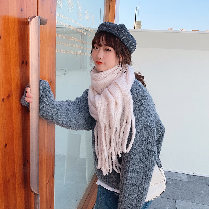 MDMS⭐秋冬款/韓版/圍巾/厚加格子/粗辮子/流蘇/披肩/兩用款/時尚/小清新/學生/簡約日常/百搭款/圍脖E355-細節圖5