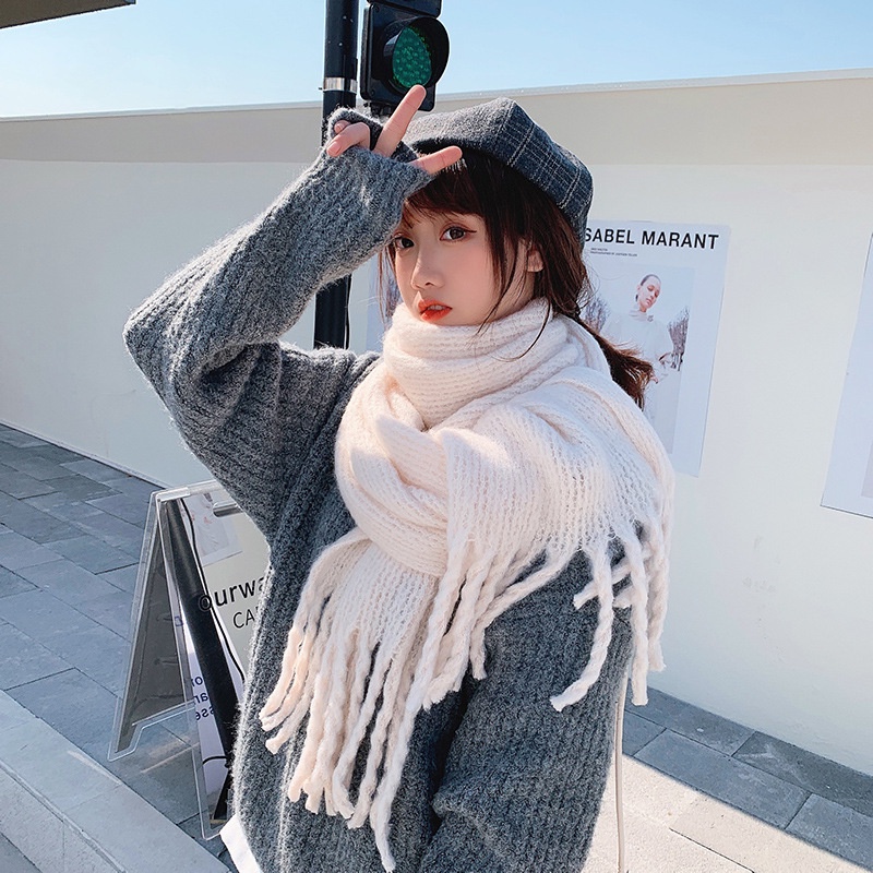 MDMS⭐秋冬款/韓版/圍巾/厚加格子/粗辮子/流蘇/披肩/兩用款/時尚/小清新/學生/簡約日常/百搭款/圍脖E355-細節圖6