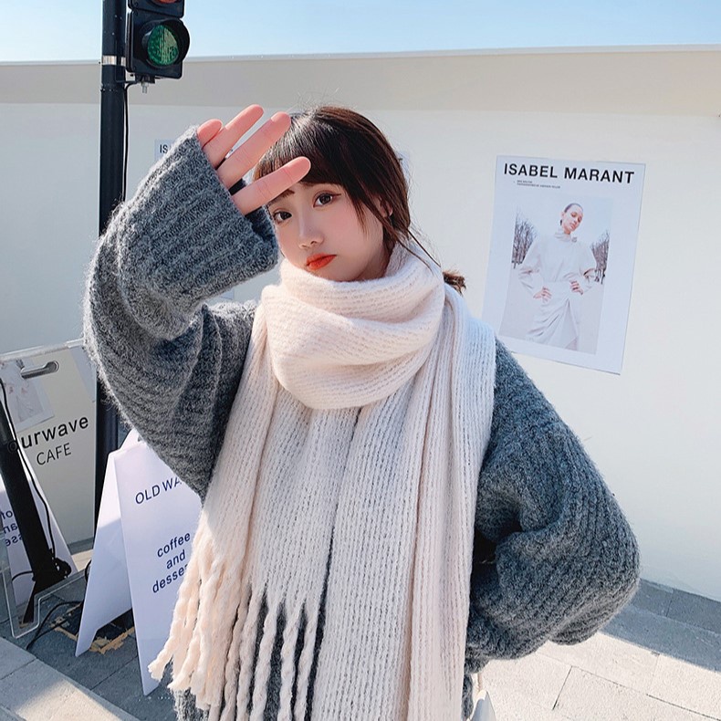 MDMS⭐秋冬款/韓版/圍巾/厚加格子/粗辮子/流蘇/披肩/兩用款/時尚/小清新/學生/簡約日常/百搭款/圍脖E355-細節圖9