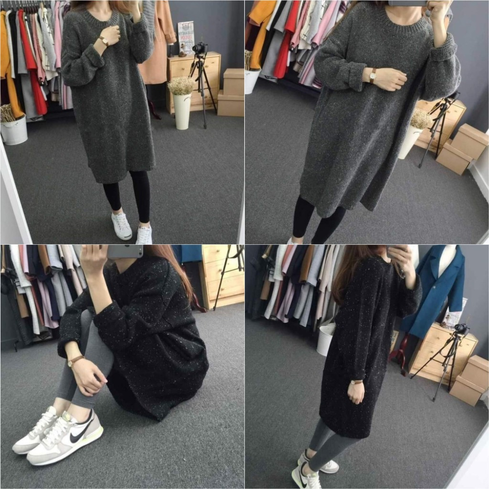 MDMS⭐️整套/BF/一件式/純色/針織長袖/寬版毛衣/長版上衣/中長款/寬鬆/針織衫/毛衣/上衣/背心/AA04-細節圖2