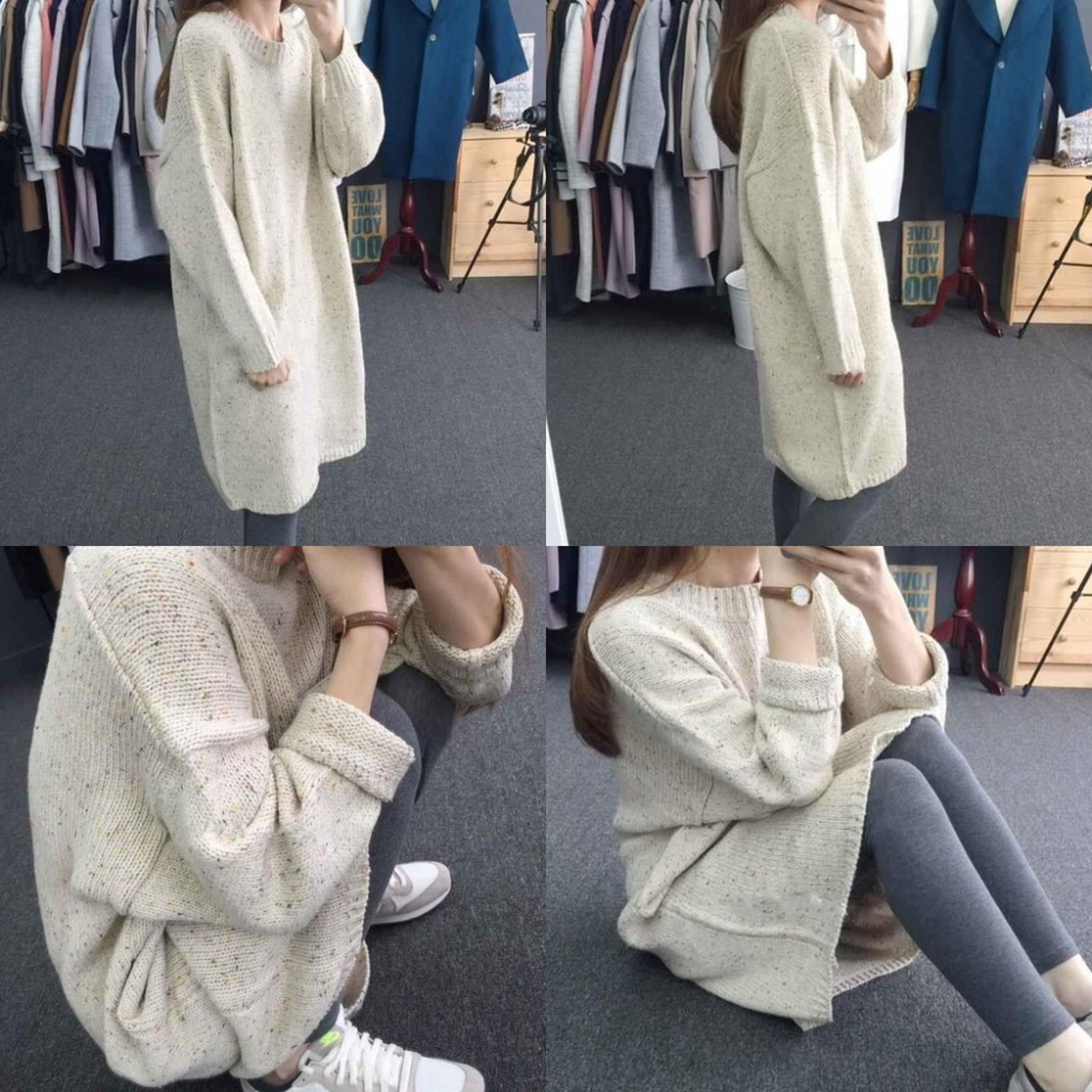 MDMS⭐️整套/BF/一件式/純色/針織長袖/寬版毛衣/長版上衣/中長款/寬鬆/針織衫/毛衣/上衣/背心/AA04-細節圖3