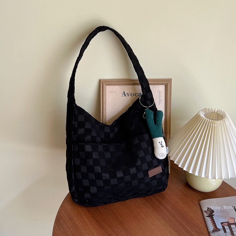 MDMS⭐托特包/通勤包/大容量/大包包/可放A4課本/百搭/帆布包/單肩包/高級感/簡約/小眾款/格子包B762-細節圖3