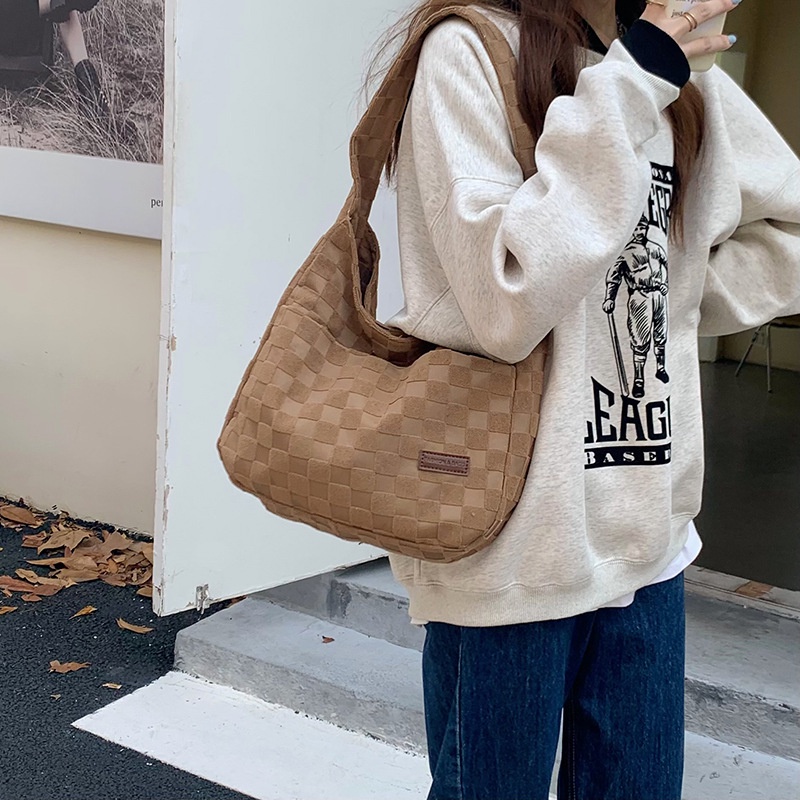 MDMS⭐托特包/通勤包/大容量/大包包/可放A4課本/百搭/帆布包/單肩包/高級感/簡約/小眾款/格子包B762-細節圖7