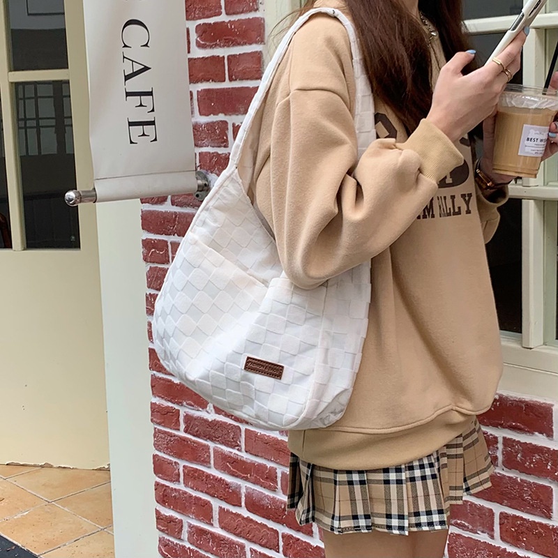 MDMS⭐托特包/通勤包/大容量/大包包/可放A4課本/百搭/帆布包/單肩包/高級感/簡約/小眾款/格子包B762-細節圖8