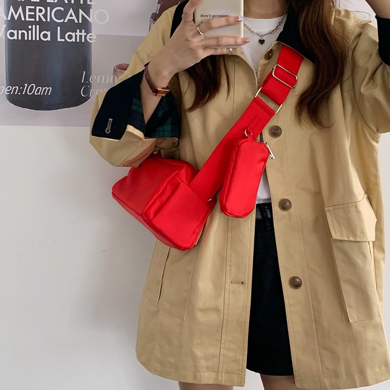 MDMS⭐甜酷風/附小包/休閒/吐司包/立體/斜挎包/小方包/尼龍布/小眾百搭/單肩包/斜背包/腋下包B751-細節圖6