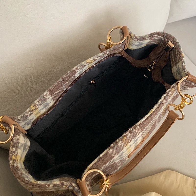 MDMS⭐大容量/大包/女包/高級感/格子/手提包/百搭/ins/毛呢包/側背包/單肩包/托特包/通勤包/B776-細節圖8