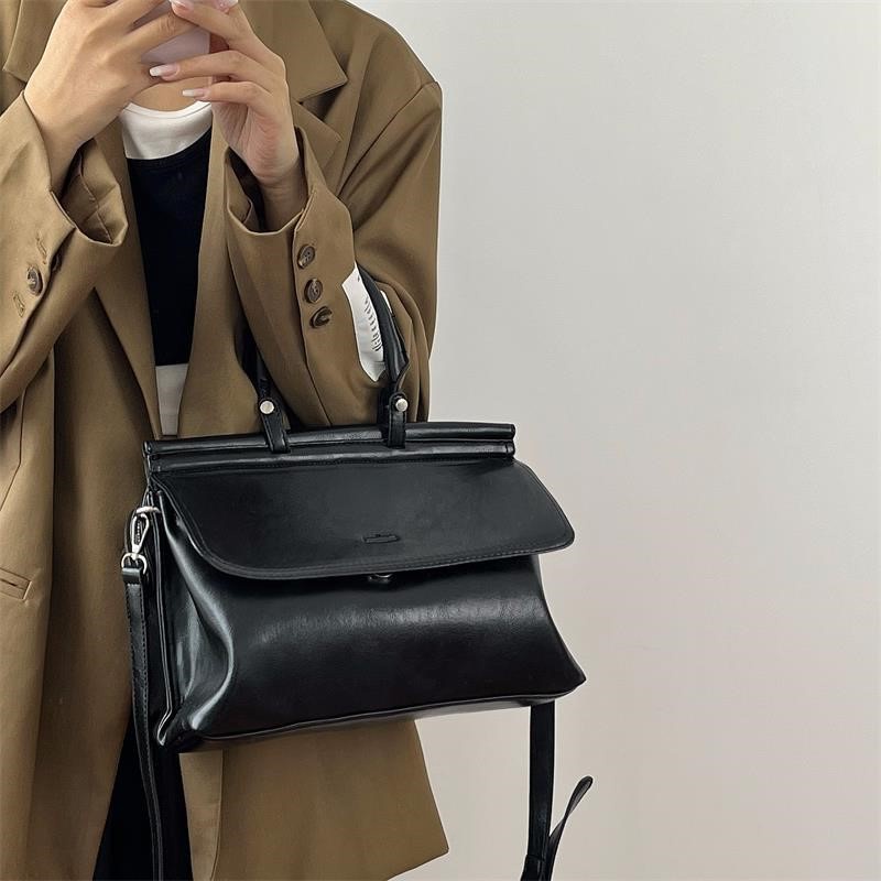 MDMS⭐文藝包/復古/郵差包/中包/女包/多隔層/公事包/高質感/油蠟皮//斜背包/側背包/單肩包/斜挎包B818-細節圖3