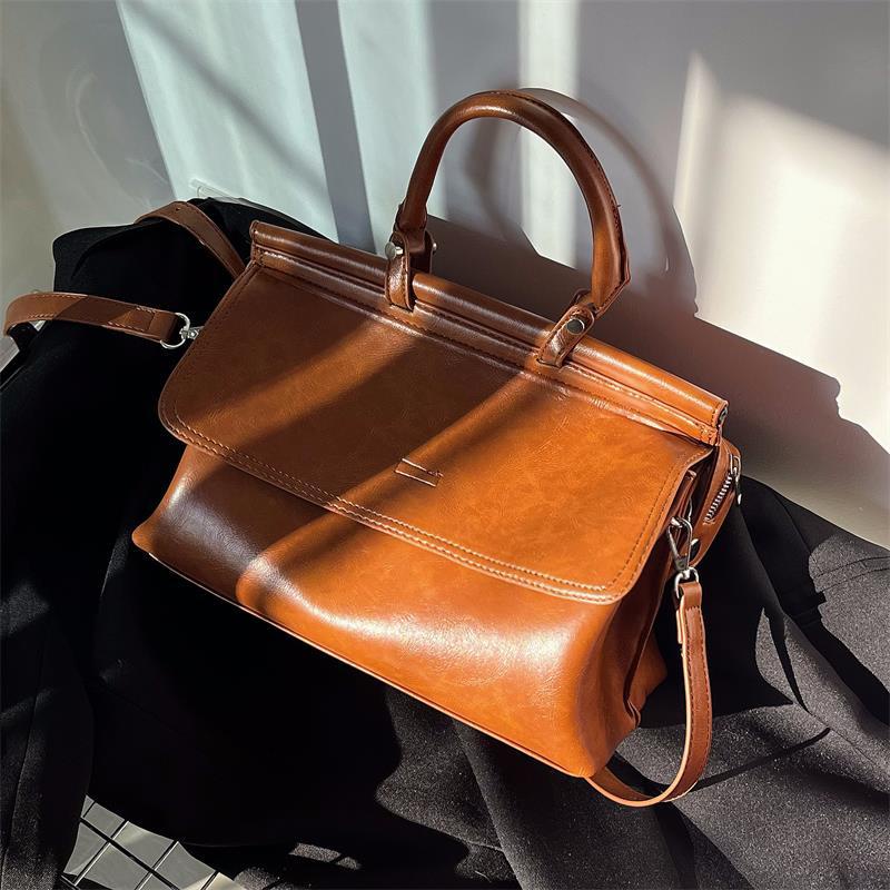 MDMS⭐文藝包/復古/郵差包/中包/女包/多隔層/公事包/高質感/油蠟皮//斜背包/側背包/單肩包/斜挎包B818-細節圖8