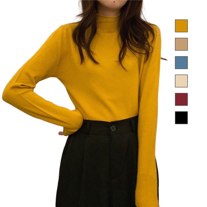 MDMS⭐軟糯/毛衣/早秋款/簡約百搭/半高領/針織衫/內搭外穿/打底衫/長袖上衣/洋氣/女裝/上衣/上裝/E354-細節圖2