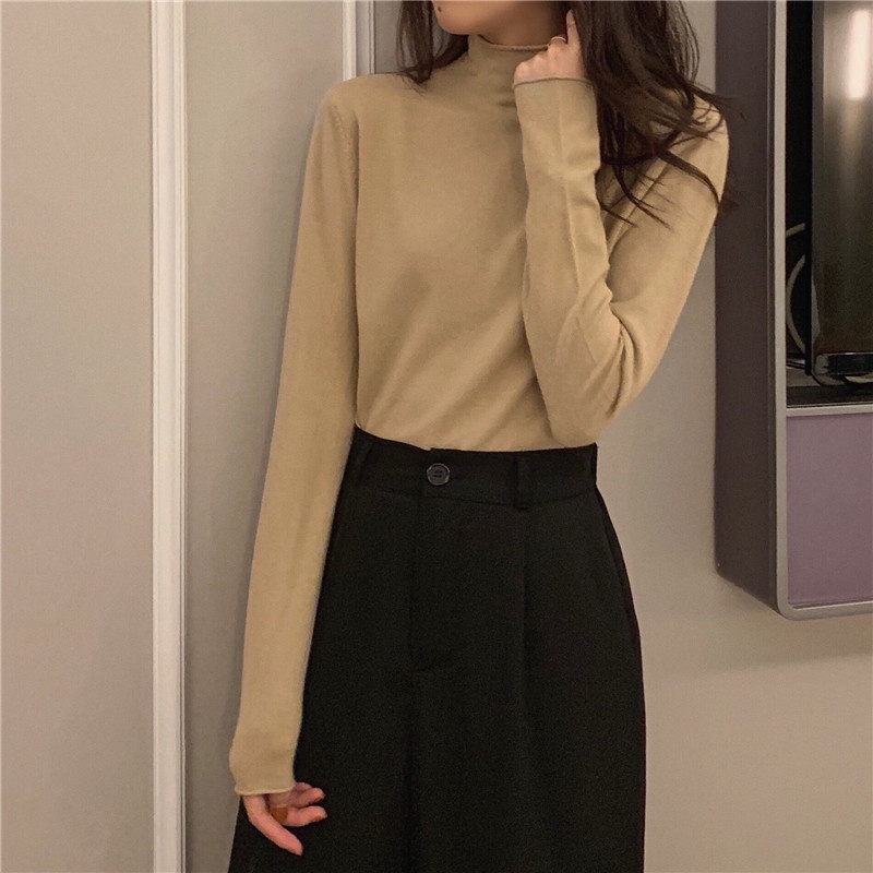 MDMS⭐軟糯/毛衣/早秋款/簡約百搭/半高領/針織衫/內搭外穿/打底衫/長袖上衣/洋氣/女裝/上衣/上裝/E354-細節圖7