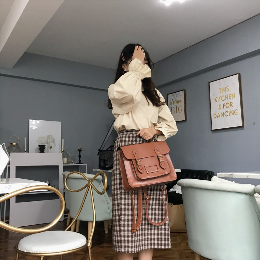 MDMS⭐雙肩包/女包/學院風/英倫風/復古/單肩包/斜跨包/手提包/時尚/純色/簡約/百搭/中包/機車包/B819-細節圖3