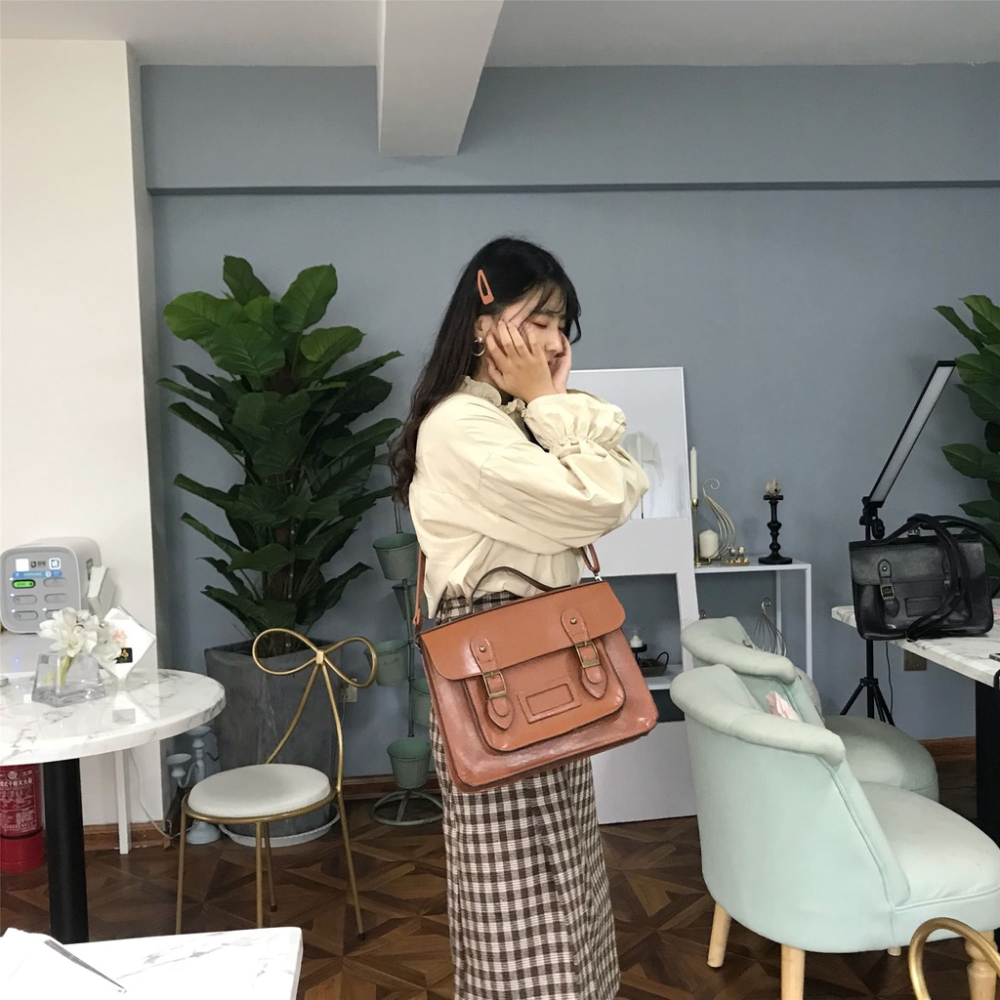 MDMS⭐雙肩包/女包/學院風/英倫風/復古/單肩包/斜跨包/手提包/時尚/純色/簡約/百搭/中包/機車包/B819-細節圖4