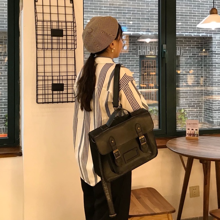 MDMS⭐雙肩包/女包/學院風/英倫風/復古/單肩包/斜跨包/手提包/時尚/純色/簡約/百搭/中包/機車包/B819-細節圖6