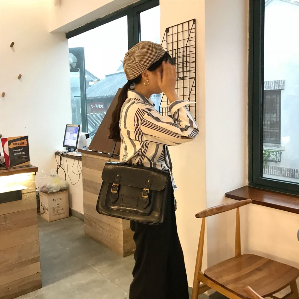MDMS⭐雙肩包/女包/學院風/英倫風/復古/單肩包/斜跨包/手提包/時尚/純色/簡約/百搭/中包/機車包/B819-細節圖7