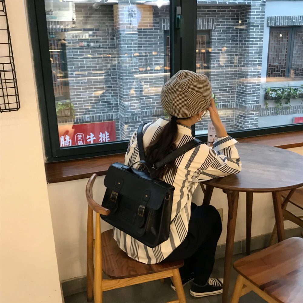 MDMS⭐雙肩包/女包/學院風/英倫風/復古/單肩包/斜跨包/手提包/時尚/純色/簡約/百搭/中包/機車包/B819-細節圖8