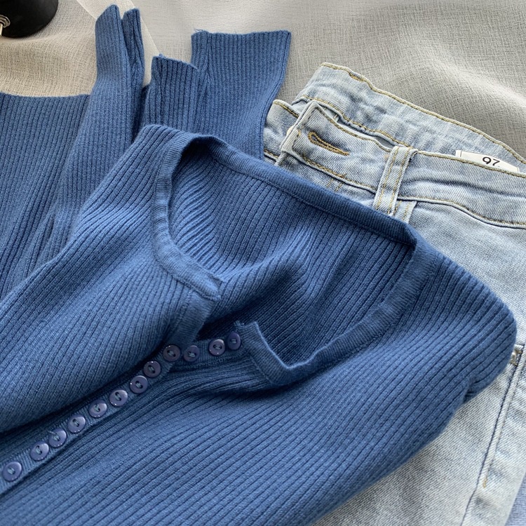 MDMS⭐10色/針織衫/包芯紗/韓版上衣/ins風/顯瘦修身/貼身上衣/毛衣開衫/短款/百搭/打底衫/針織外套E295-細節圖8