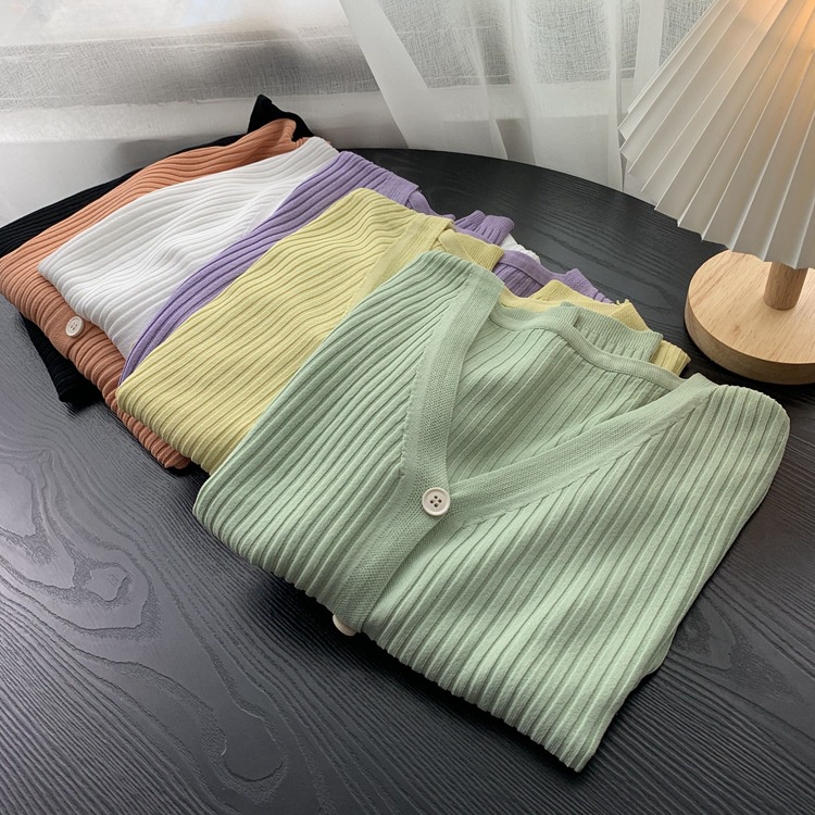 MDMS⭐6款/糖果色/薄款針織衫/ins 風/空調開衫/短款/冰絲/休閒/修身/V領/單排扣/針織/防曬衫E298-細節圖4