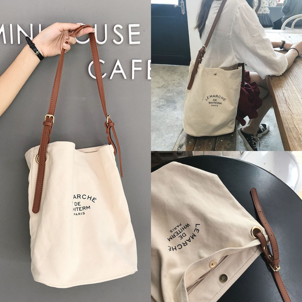 MDMS⭐️超大容量/帆布包/懶人包/拼接斜背包/單肩包/大包斜背包/字母包/肩背包/斜挎包/包包/字母帆布包/B278-細節圖4