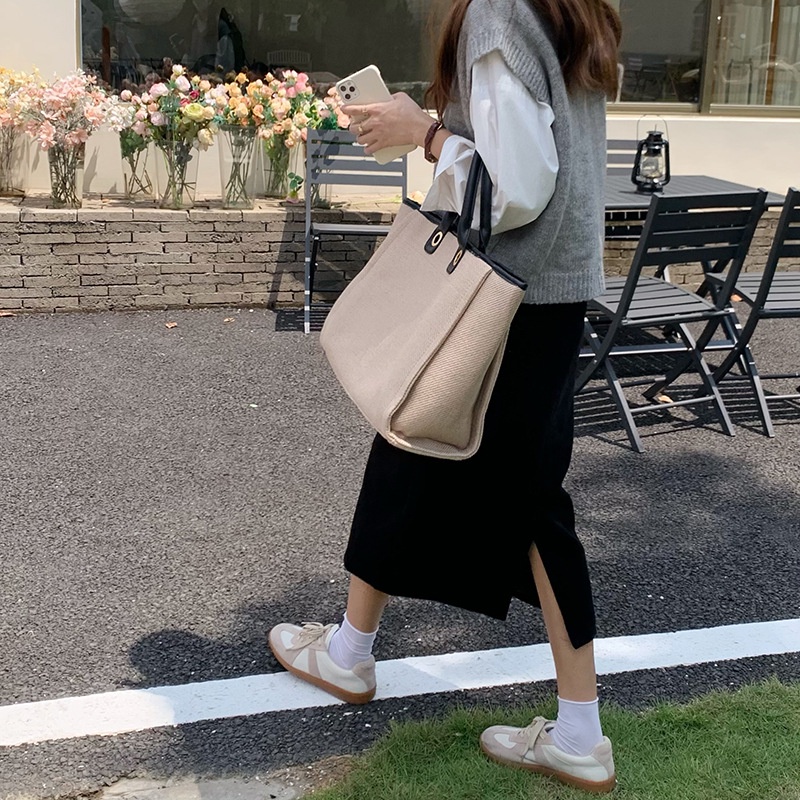 MDMS⭐附雙肩帶/帆布包/大包/女包/小眾設計/手提包/腋下包/復古/學生包/通勤包/大容量/單肩包/托特包/B764-細節圖9