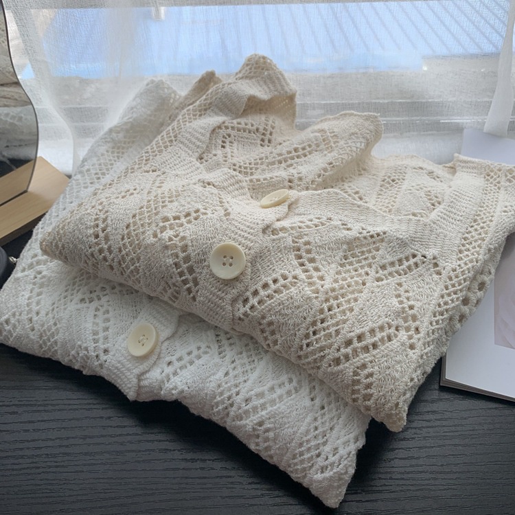 MDMS⭐蕾絲衫/韓版/七八分袖/古典法式/復古/v領/寬鬆/立體/植絨/蕾絲/披肩/襯衫女/純色/開衫/防曬衫E297-細節圖4