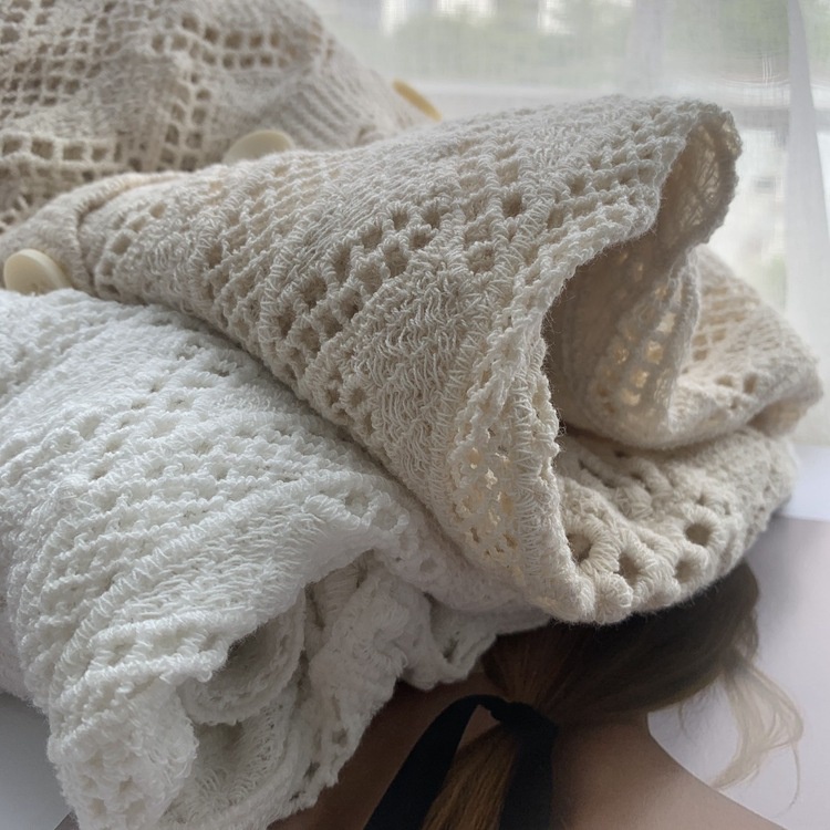 MDMS⭐蕾絲衫/韓版/七八分袖/古典法式/復古/v領/寬鬆/立體/植絨/蕾絲/披肩/襯衫女/純色/開衫/防曬衫E297-細節圖5