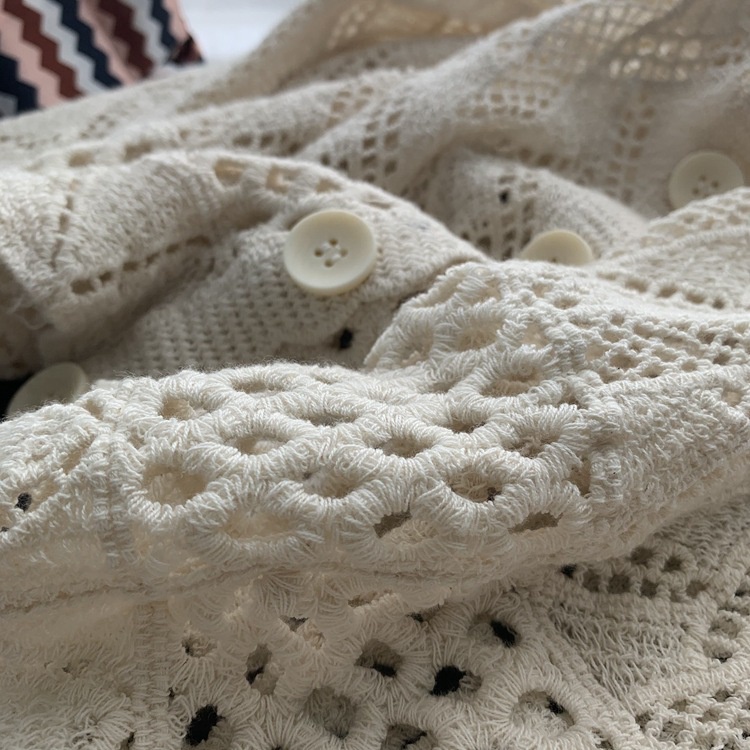 MDMS⭐蕾絲衫/韓版/七八分袖/古典法式/復古/v領/寬鬆/立體/植絨/蕾絲/披肩/襯衫女/純色/開衫/防曬衫E297-細節圖7