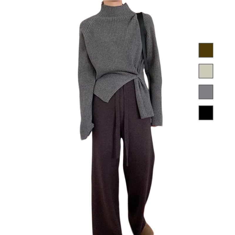 MDMS⭐韓系/高領毛衣/女裝/韓版/秋冬季/長袖上衣/設計感/小眾百搭/復古/開叉/內搭外穿/針織衫E351-細節圖2