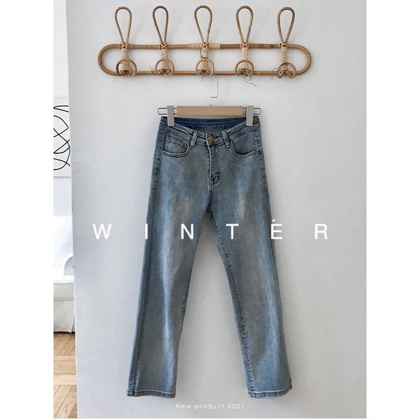 MDMS⭐下裝/洗水/磨白/牛仔褲/不敗單品/韓版/寬鬆/顯瘦/高腰/直筒褲/經典百搭/九分褲/牛仔長褲E319-細節圖2