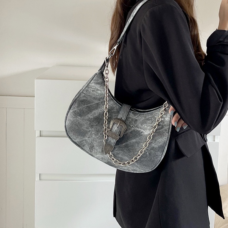 MDMS⭐雙肩帶/鍊條/復古風/側背包/肩背包/腋下包/單肩包/斜背包/側背包女/小方包/包包/包包女/小包/B743-細節圖3