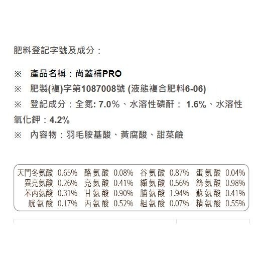 [Bingo賓購]尚蓋補PRO 抗逆境保護植株 植物生長 胺基酸 黃腐酸 果樹 園藝 菜苗 種苗 甜菜鹼 花卉 懶人肥料-細節圖3