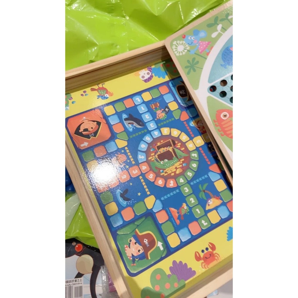 【好物坊】TW現貨 兒童桌面遊戲飛行棋 跳棋 五子棋 井字棋 走四棋 蛇梯棋多功能九合一棋木質 好攜帶益智玩具 露營旅遊-細節圖5