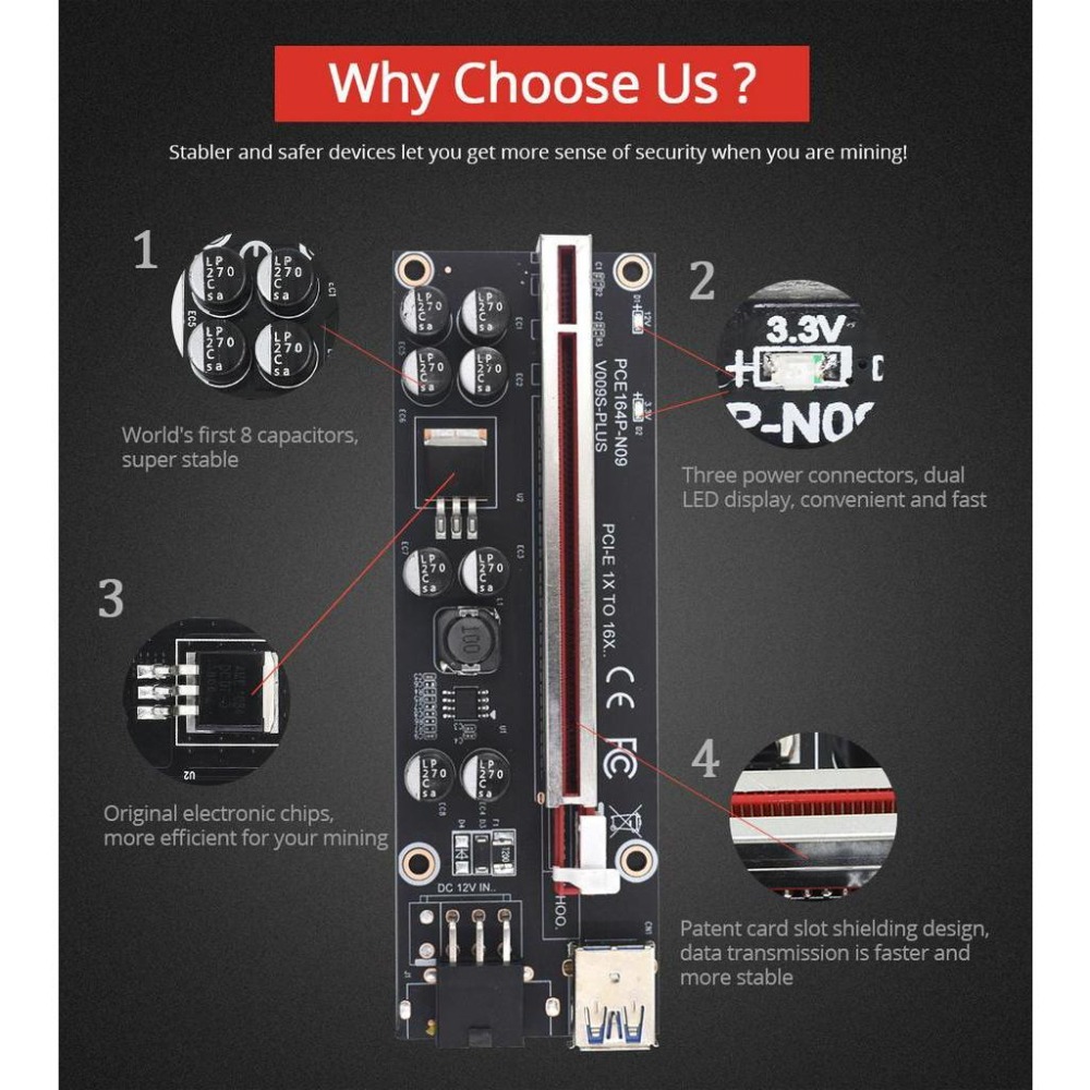 【杰妍選】十電容 全速穩定 PCIE1x轉16x轉接線轉接卡VER009 10S Plus顯卡延長線單-細節圖8