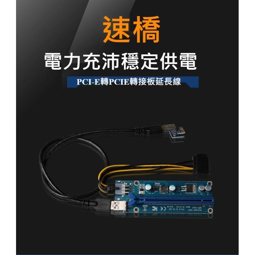 【杰妍選】速橋新款PCI-E1X轉16X延長線 USB3.0顯卡專用PCIE延長線轉接卡 VER 006C-細節圖5