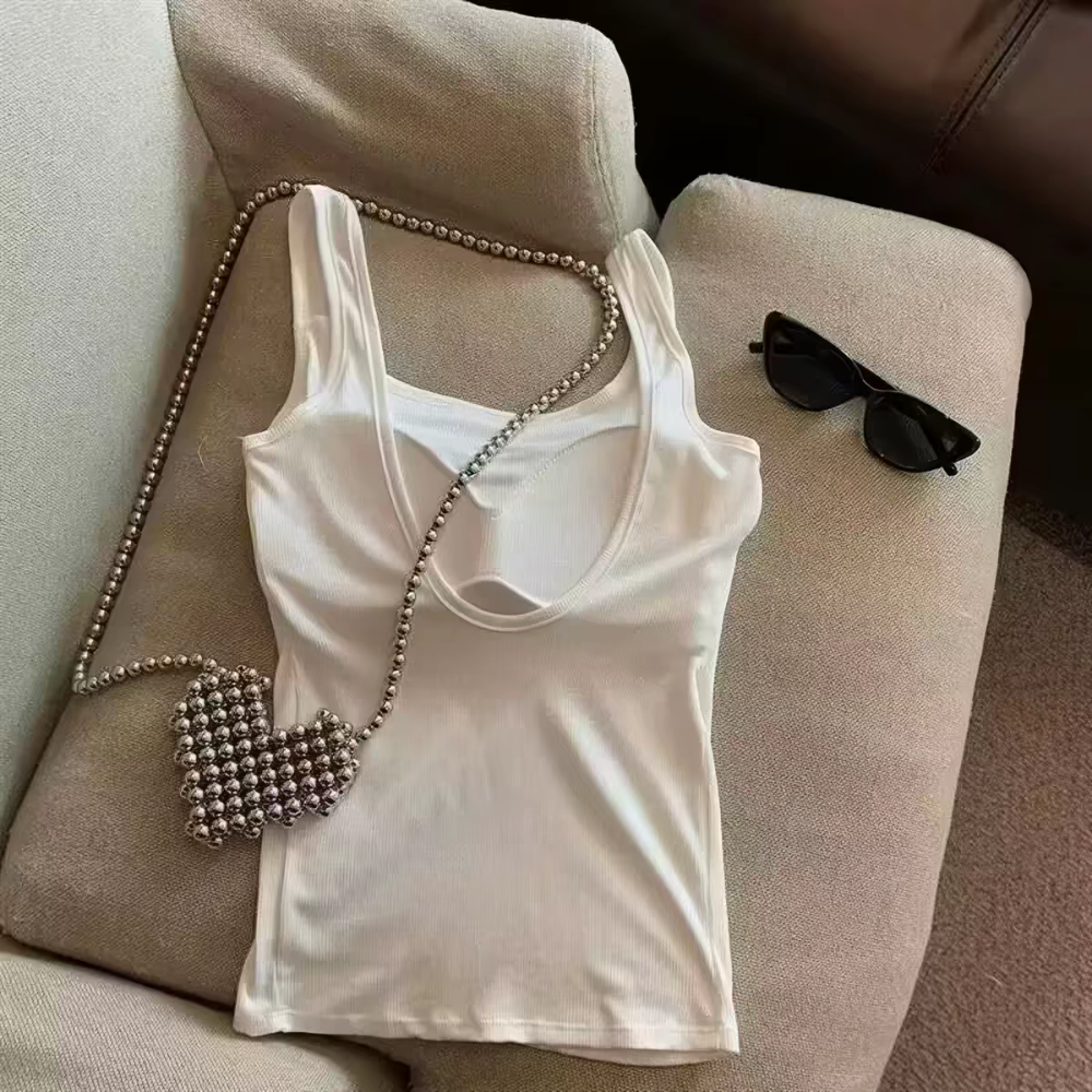 紅色露背吊帶小背心女夏u型美背文胸一體內搭帶胸墊辣妹外穿上衣-規格圖3