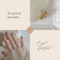 輕奢小眾設計款宮廷美感撞色菱格紋開口可調節戒指 WR24-001