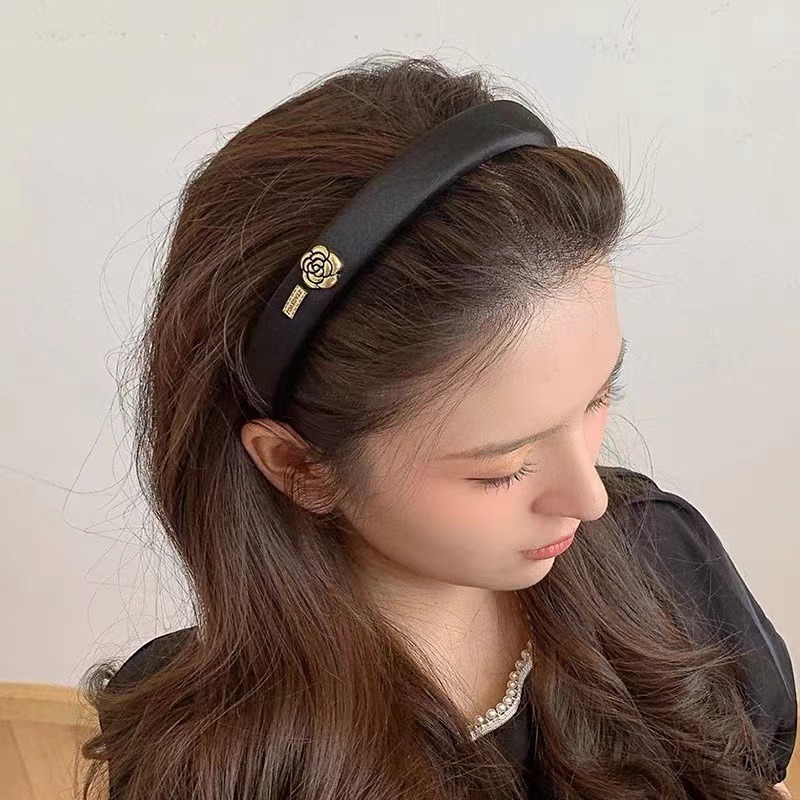 韓國復古小香款山茶花高顱頂氣質髮箍 YS63-002-細節圖3