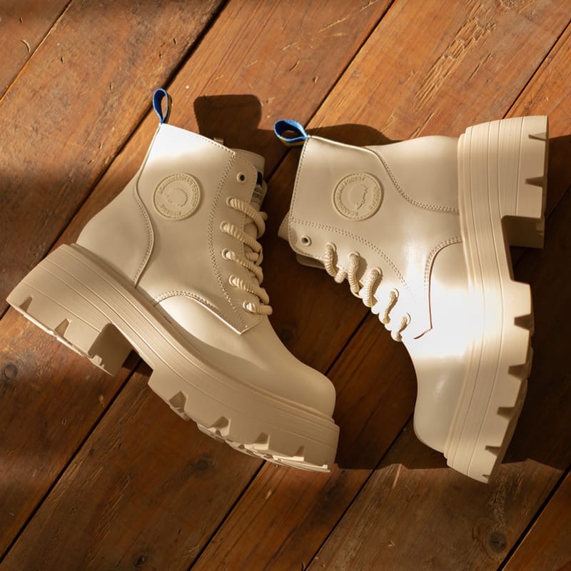 𝗖𝗵𝗼𝗼𝗦𝗵𝗼𝗽➜ 北歐小刺蝟-酷萌搖滾．厚底圓頭側拉鍊綁帶皮革中筒靴-細節圖4