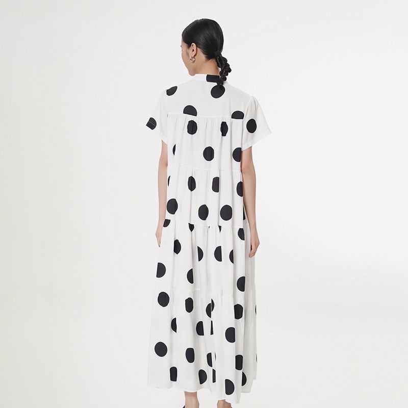 歐美簡約波點蛋糕裙 女上衣洋裝裙裝一件式連身圓點-細節圖4