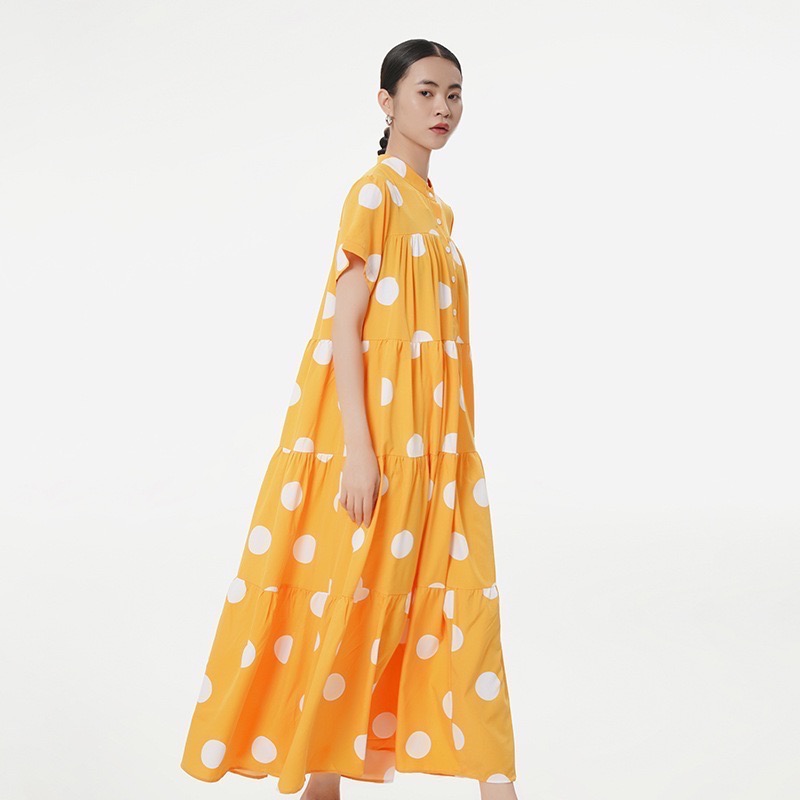 歐美簡約波點蛋糕裙 女上衣洋裝裙裝一件式連身圓點-細節圖5