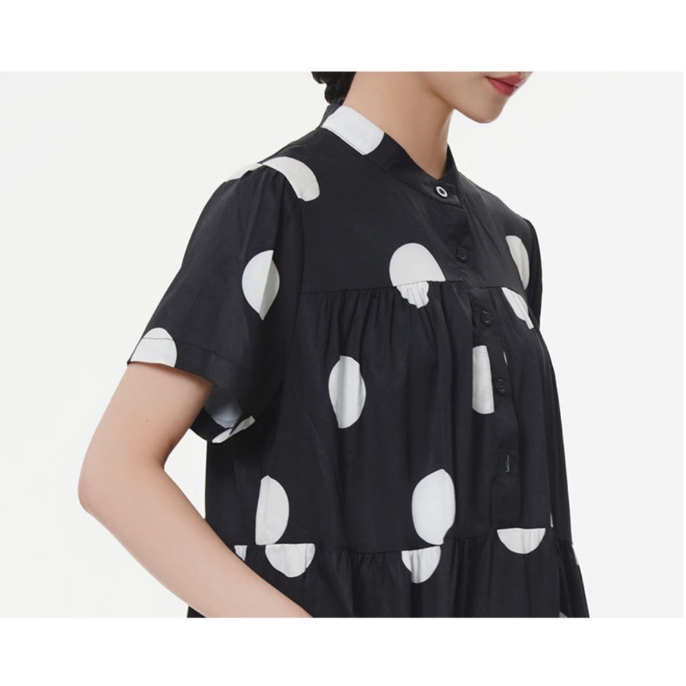 歐美簡約波點蛋糕裙 女上衣洋裝裙裝一件式連身圓點-細節圖7