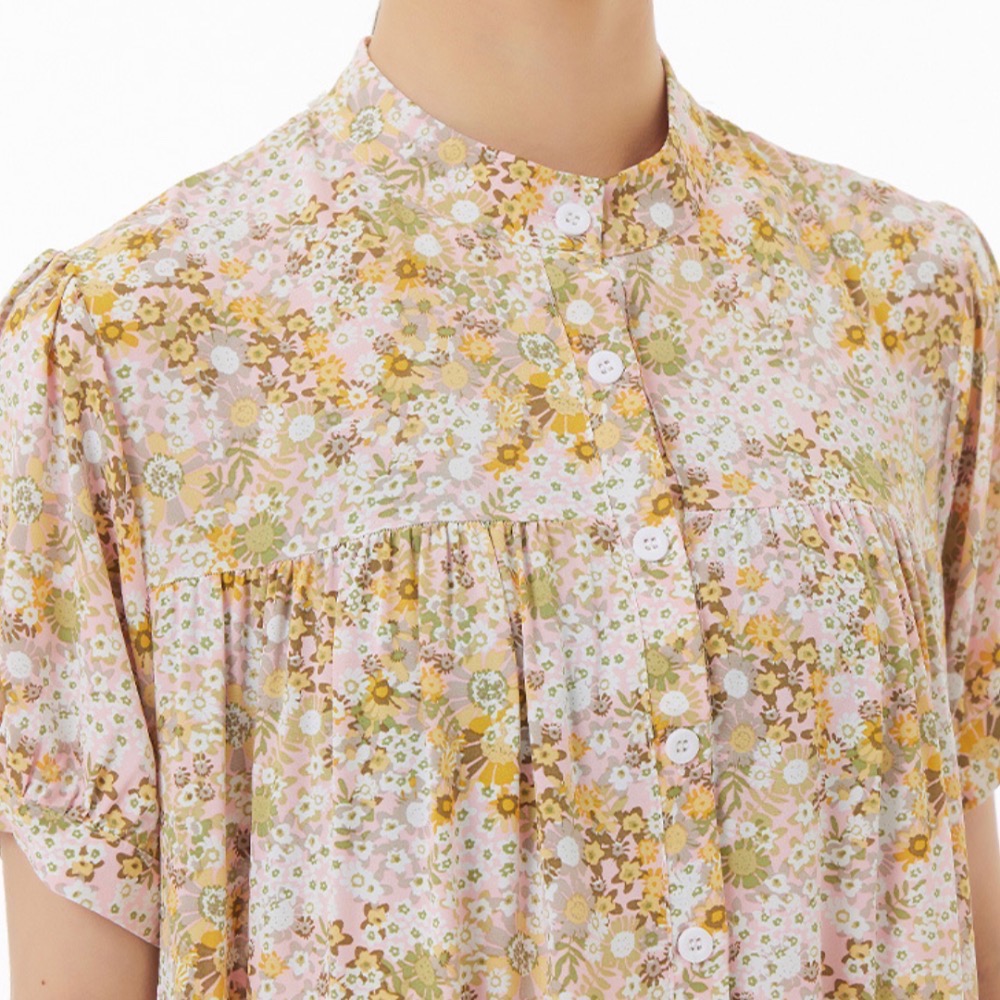 波西米亞風格復古碎花連身裙 女洋裝裙裝一件式碎花立領連身-細節圖4