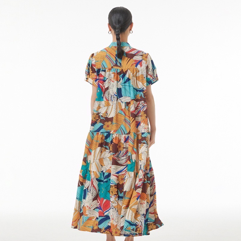 波西米亞風印花寬鬆連身裙女上衣裙裝洋裝連身ㄧ件式寬鬆-細節圖3