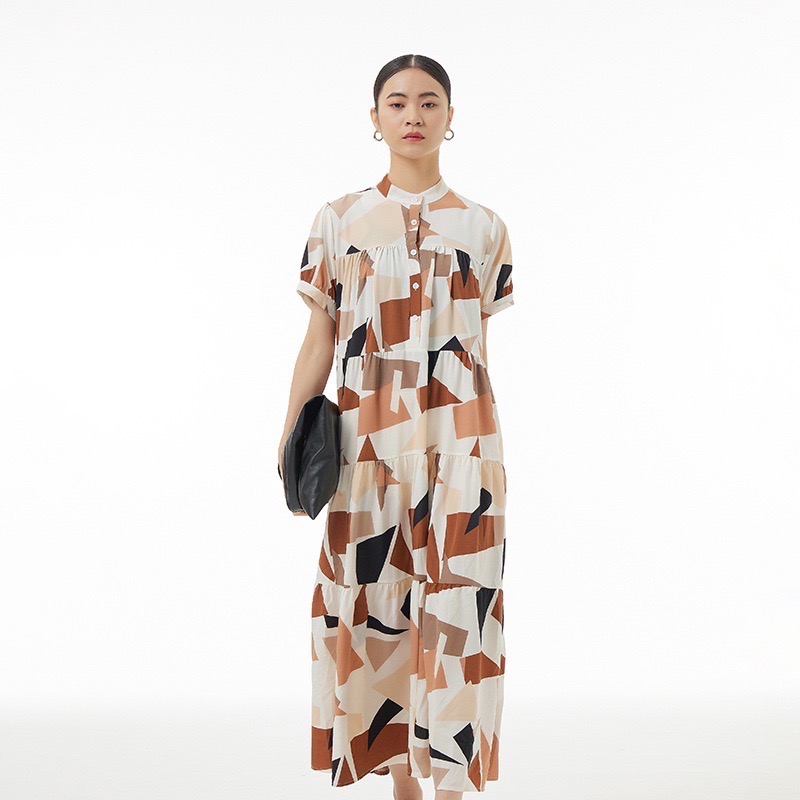 歐美民族風印花寬鬆連身裙 女上衣洋裝裙裝一件式連身幾合色-細節圖7