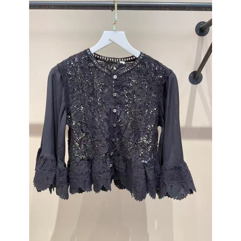 法式刺繡蕾絲襯衫上衣-細節圖6