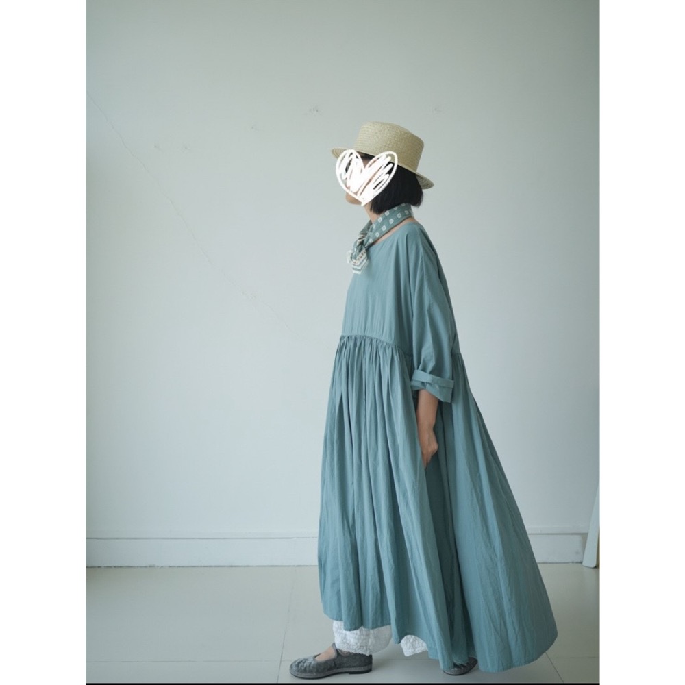 日系品牌圓領七分袖連身洋裝-細節圖3