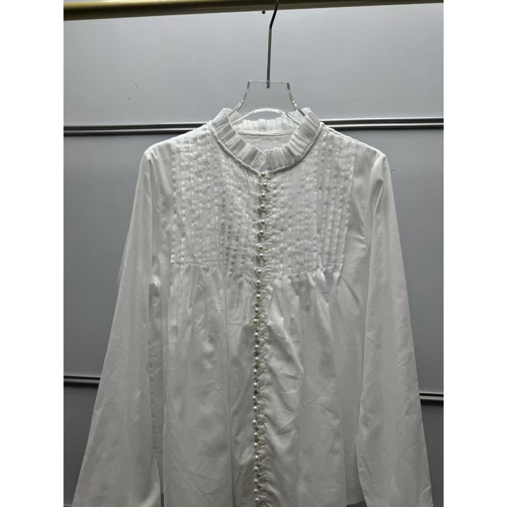 法式珍珠釦風琴摺襯衫-細節圖5