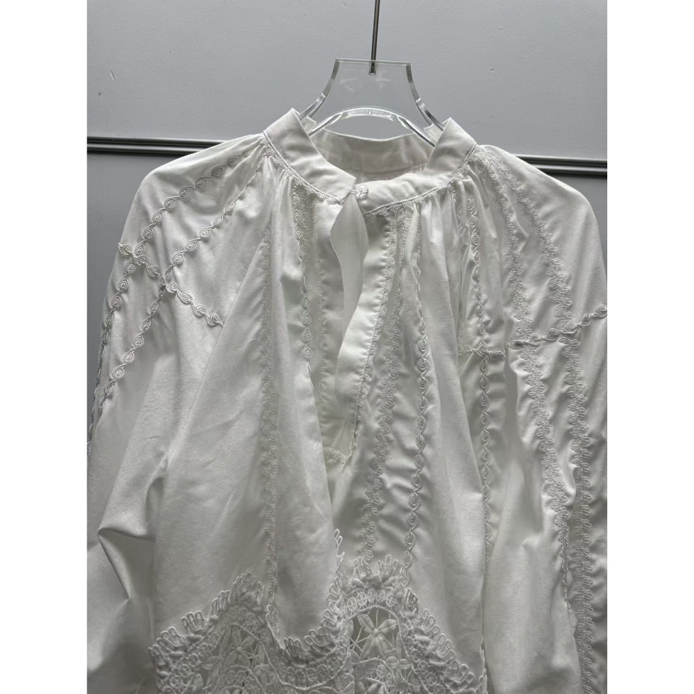 法式宮廷蕾絲鏤空拼接襯衫-細節圖4
