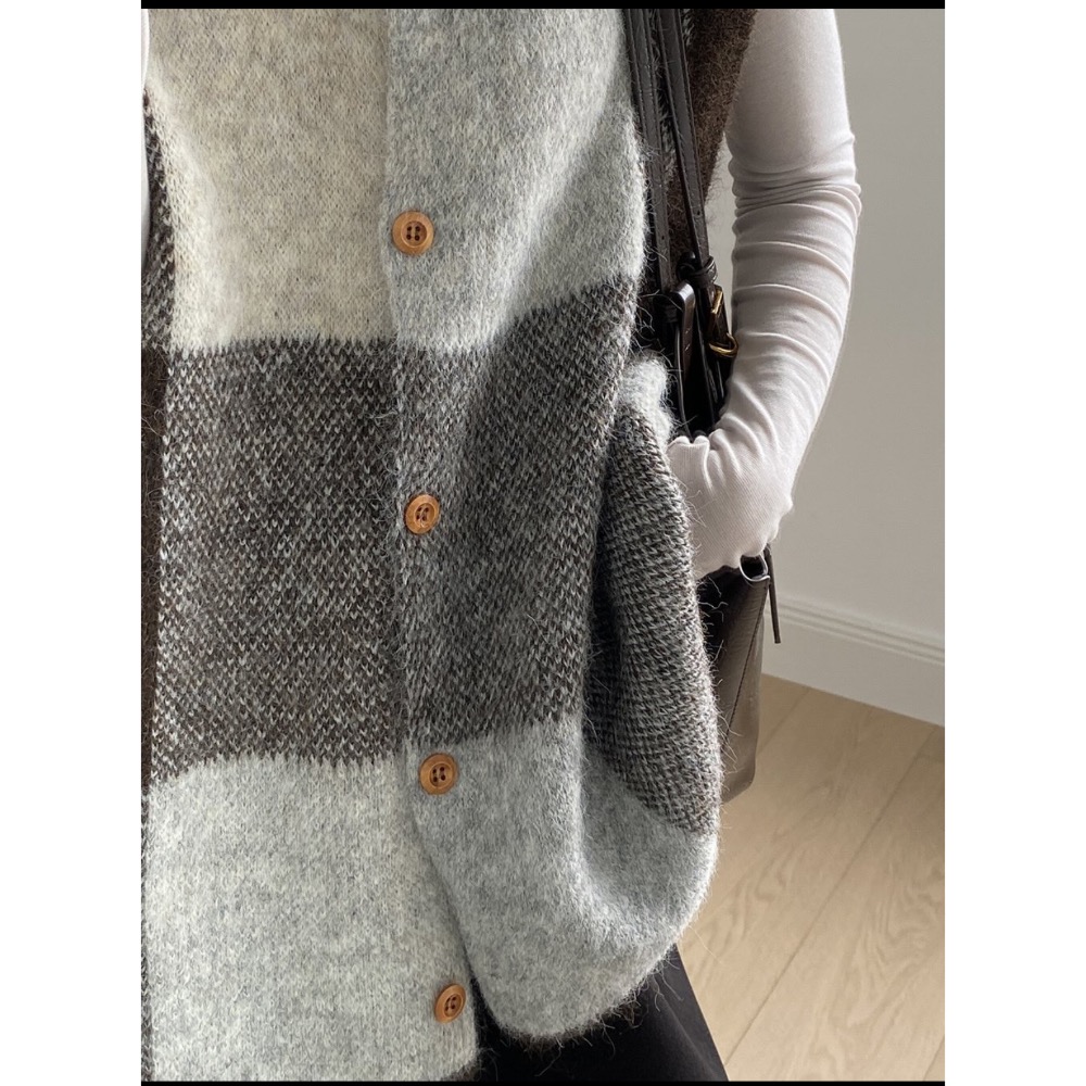 復古格子百搭寬鬆背心-細節圖4